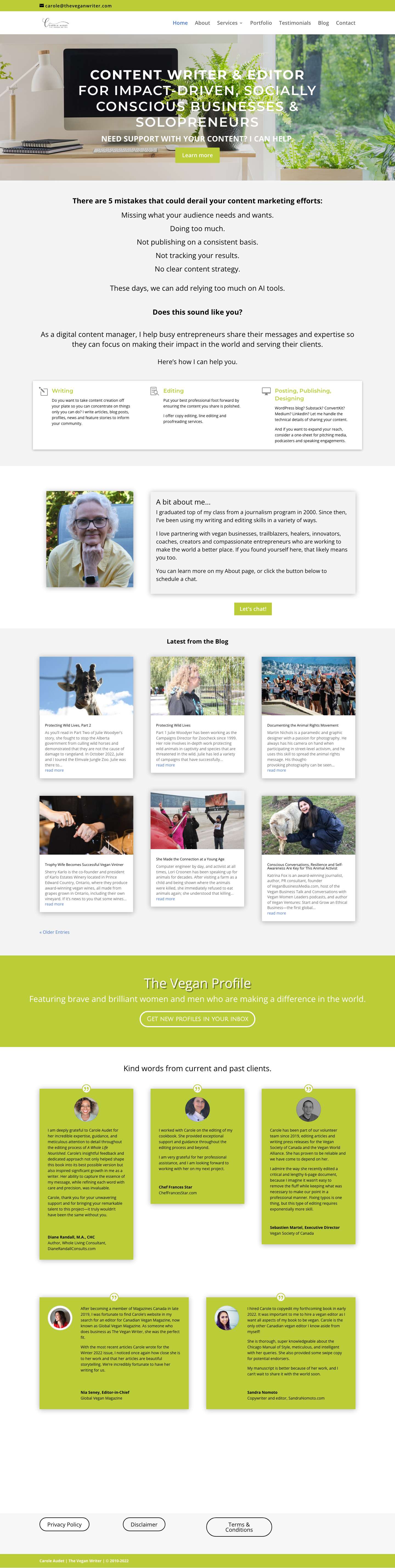 Content writer & editor, freelance writer - Full Screenshot