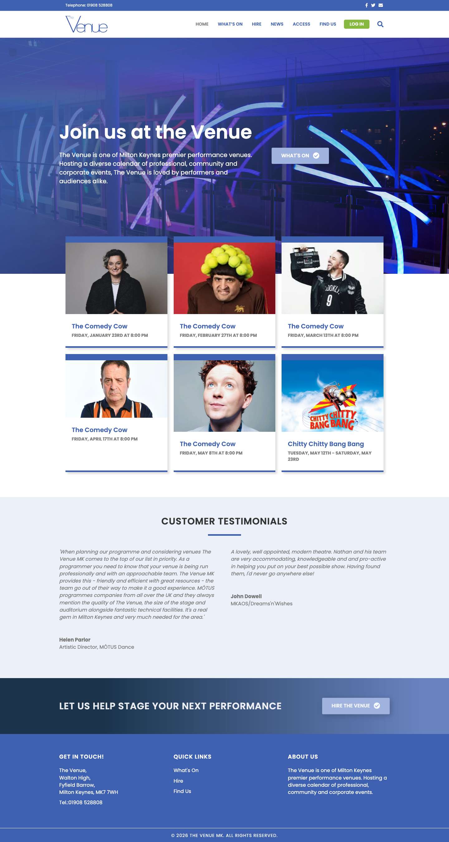 The Venue MK | Milton Keynes Premier Performance Venues - Full Screenshot