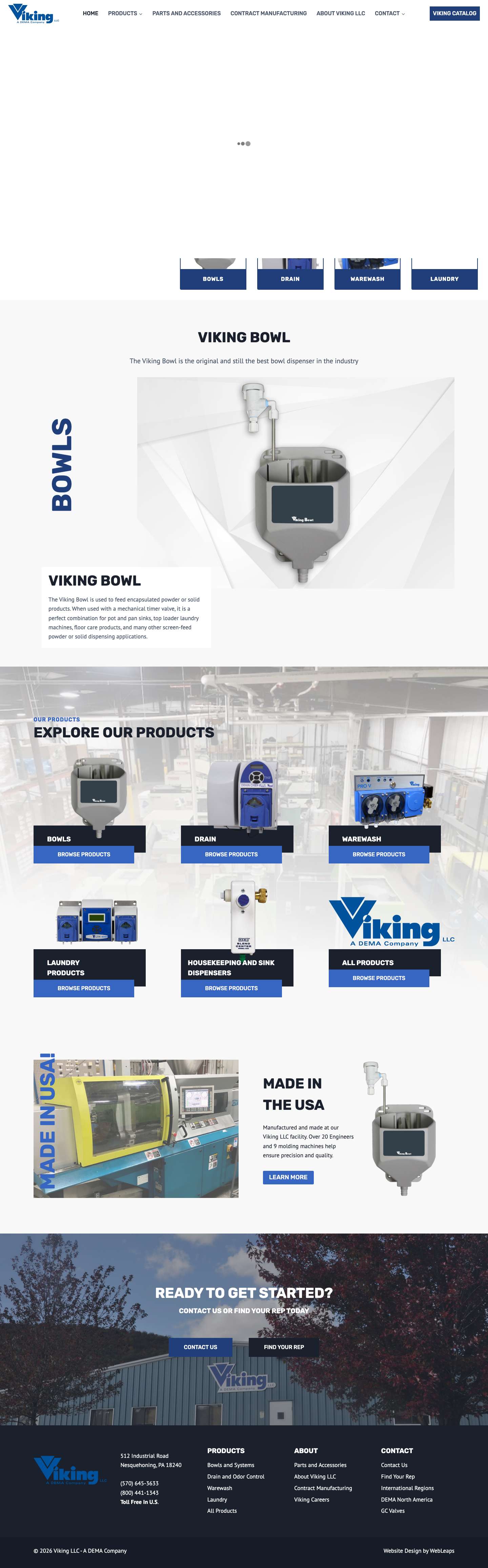 Viking LLC – A DEMA Company – Your source for Warewash, Laundry, Drain and Deodorizing chemical systems since 1961 - Full Screenshot