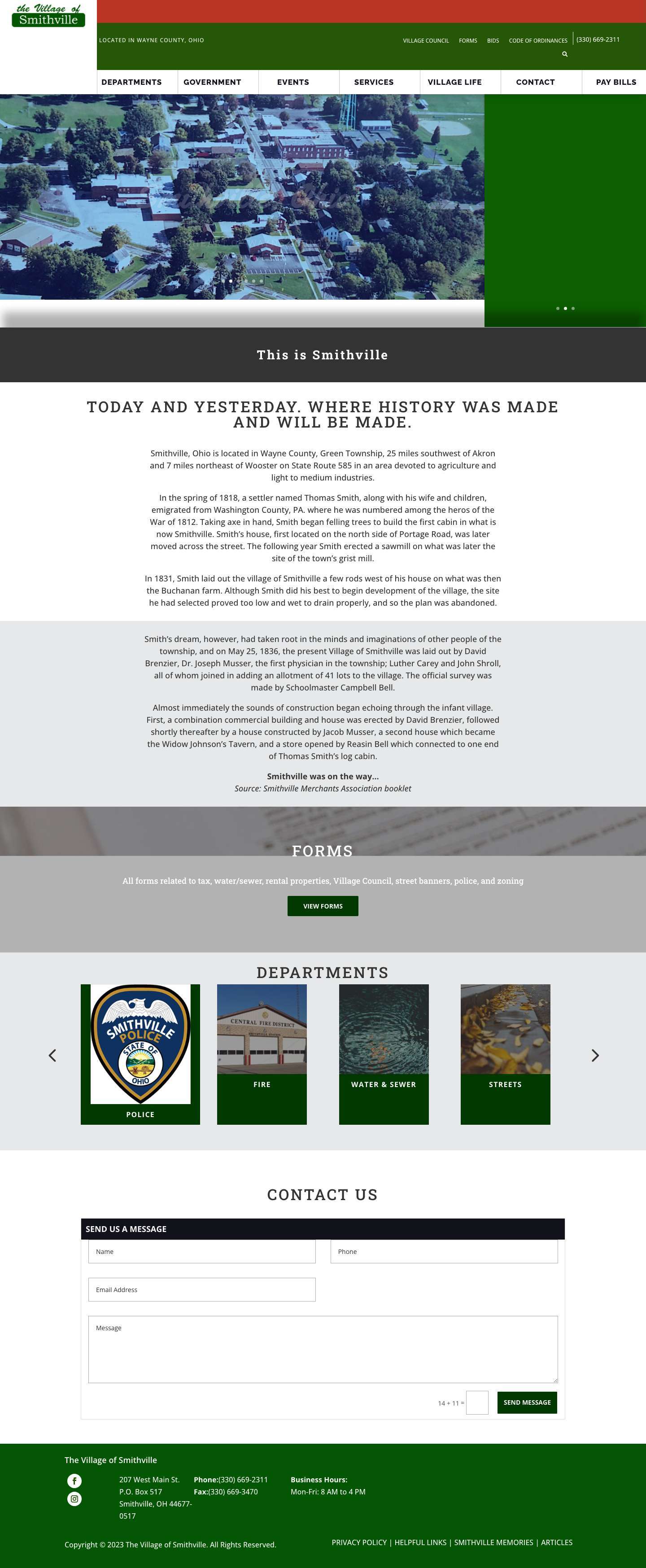 The Village of Smithville | Located in Wayne County Ohio - Full Screenshot