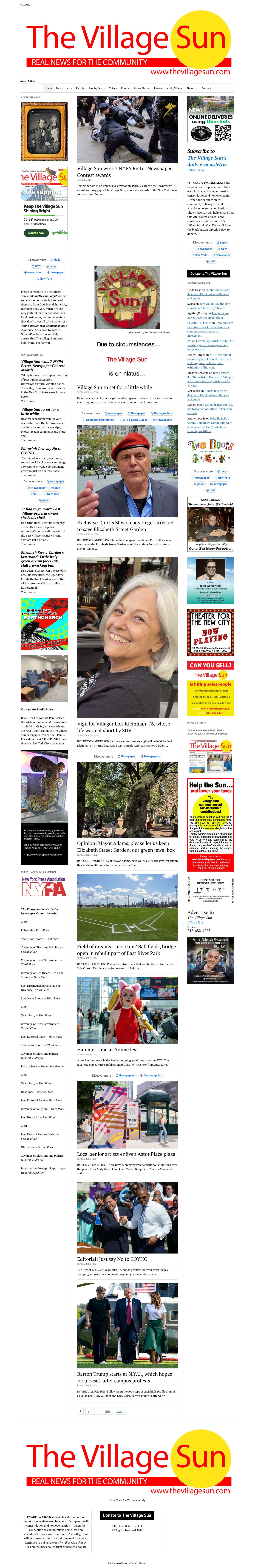 The Village Sun - Real News for the Community - Full Screenshot