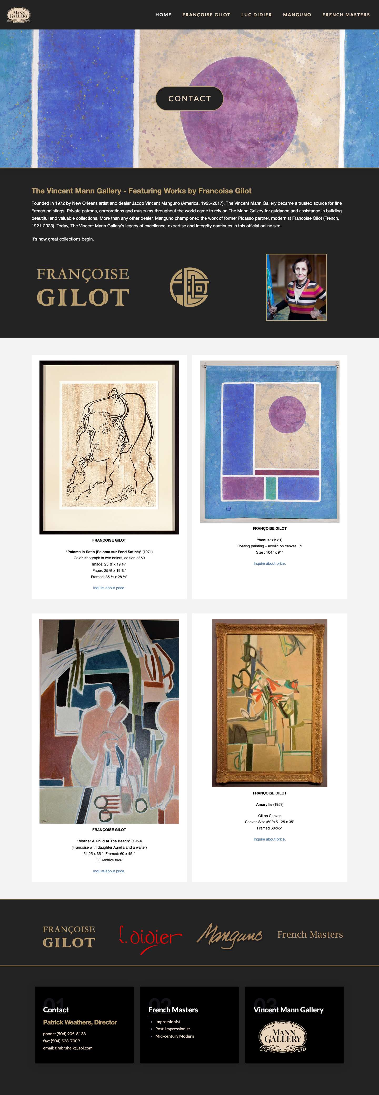 The Vincent Mann Gallery - Full Screenshot