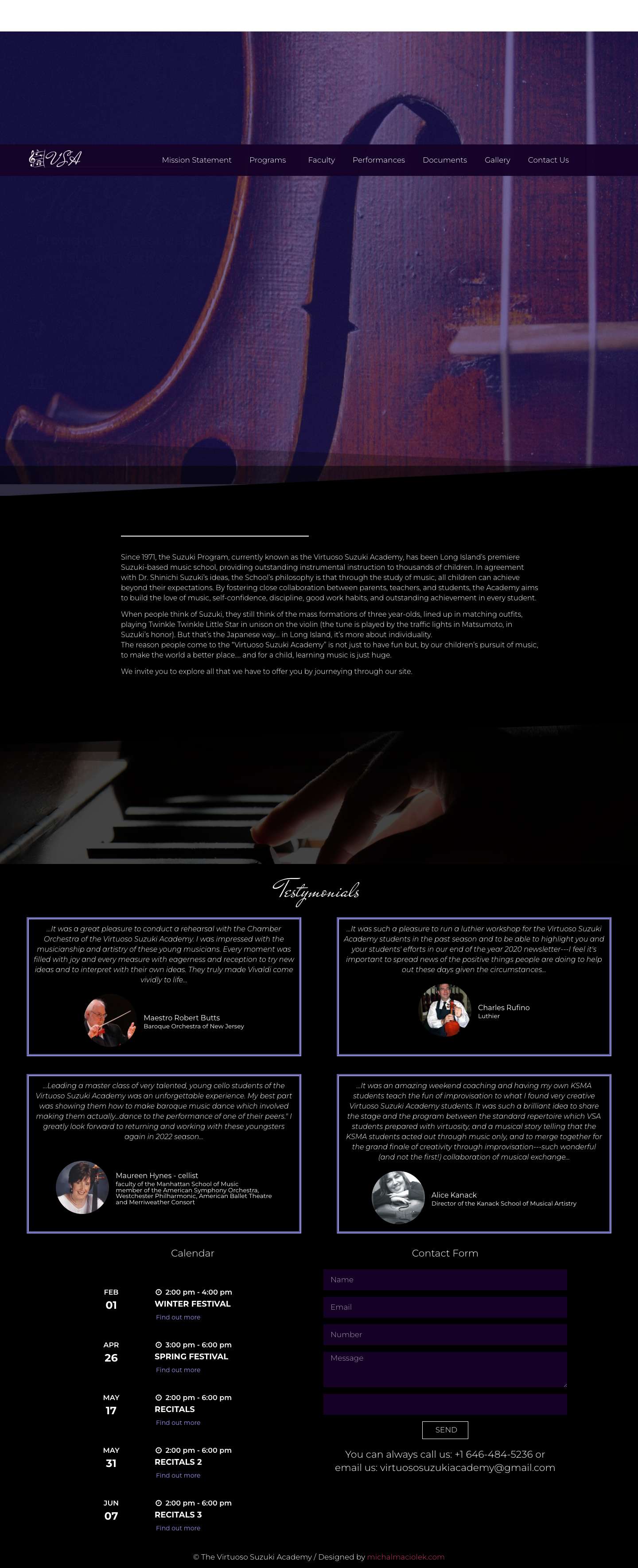 The Virtuoso Suzuki Academy – Providing highest quality traditional and Suzuki Method music instruction - Full Screenshot