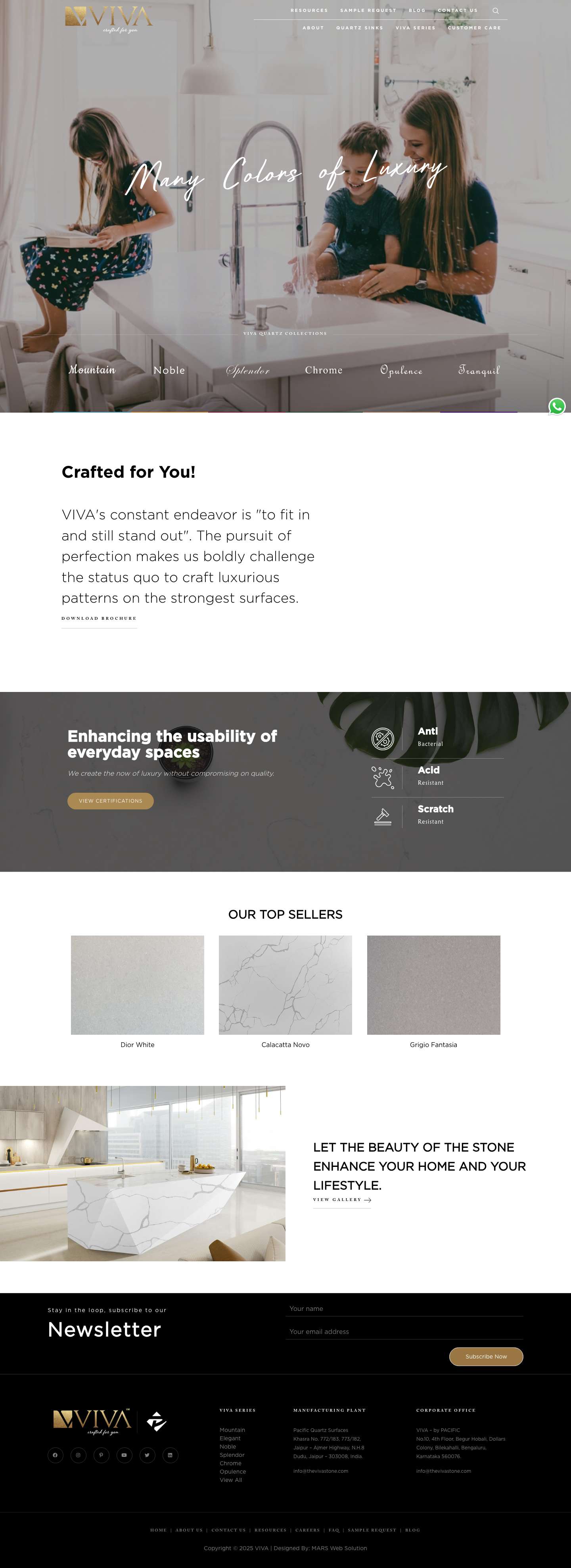 VIVA Quartz - Premium Quartz Surfaces | Top Manufacturer of Quartz | Quartz Kitchen Countertops - Full Screenshot