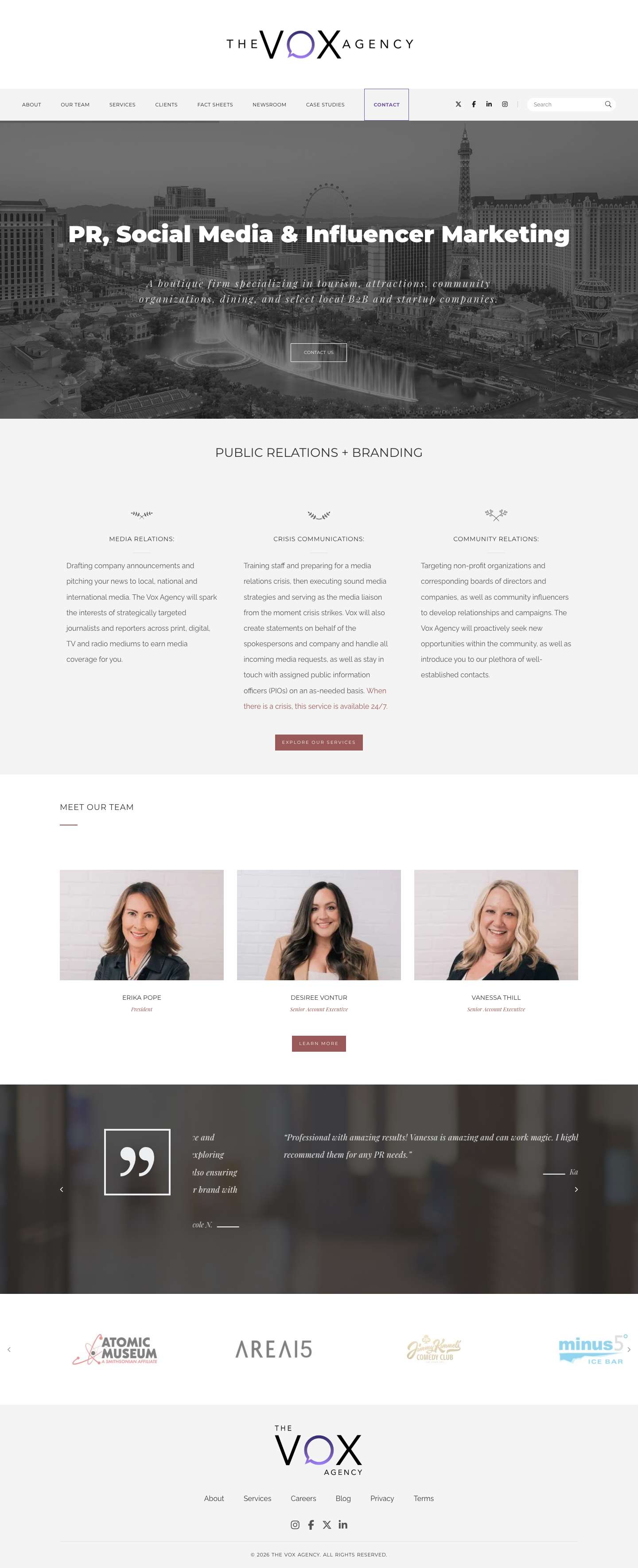 The Vox Agency – Hospitality PR Experts in Las Vegas - Full Screenshot