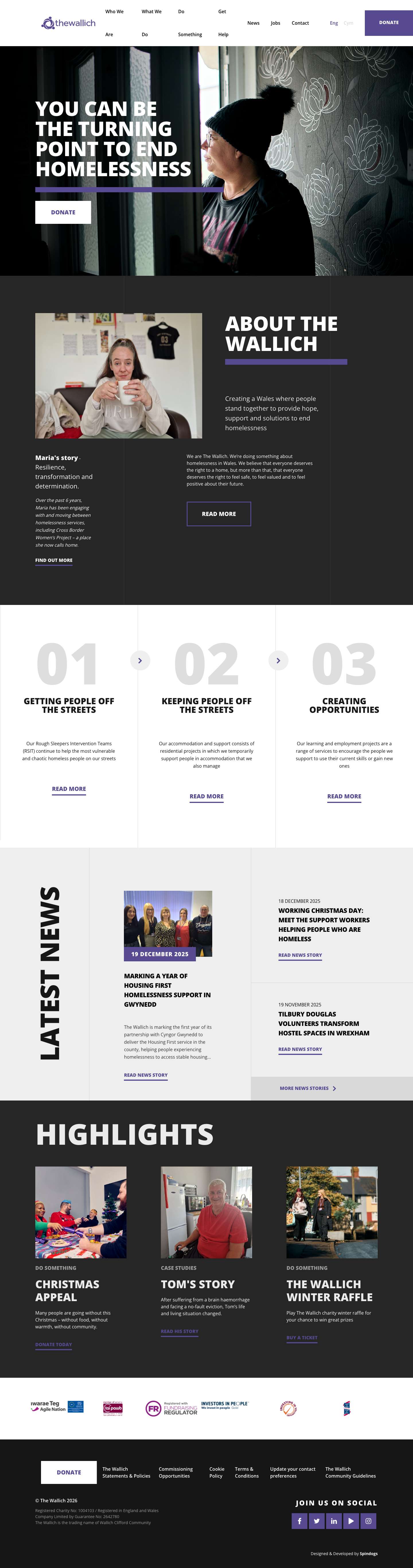 The Wallich | Welsh Homelessness and rough sleeping Charity - Full Screenshot