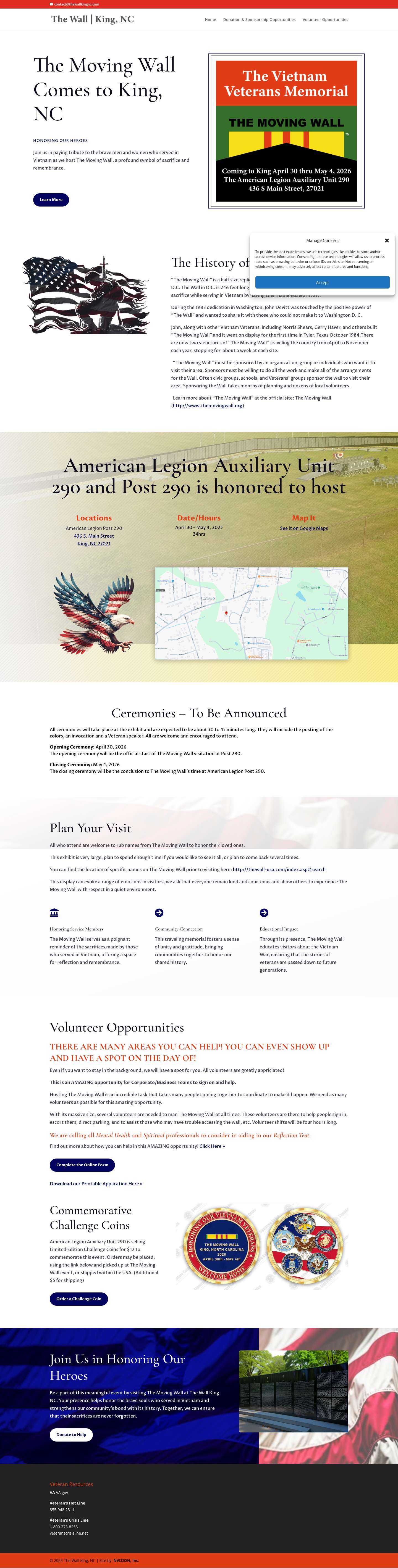 The Wall King, NC | The Vietnam Veterans Memorial - Full Screenshot