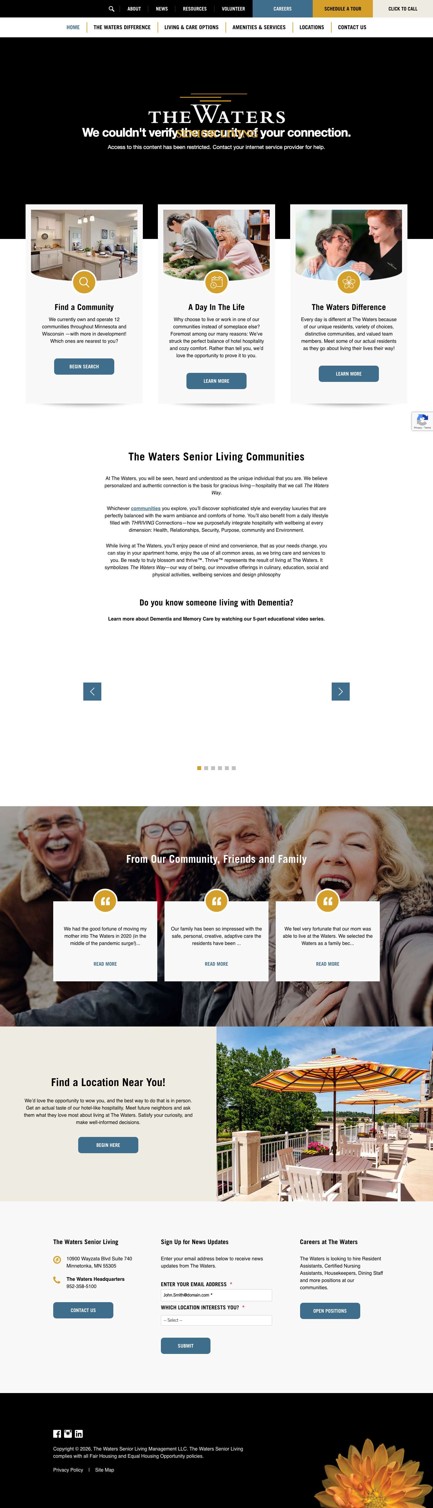 Senior Living Communities | The Waters - Full Screenshot