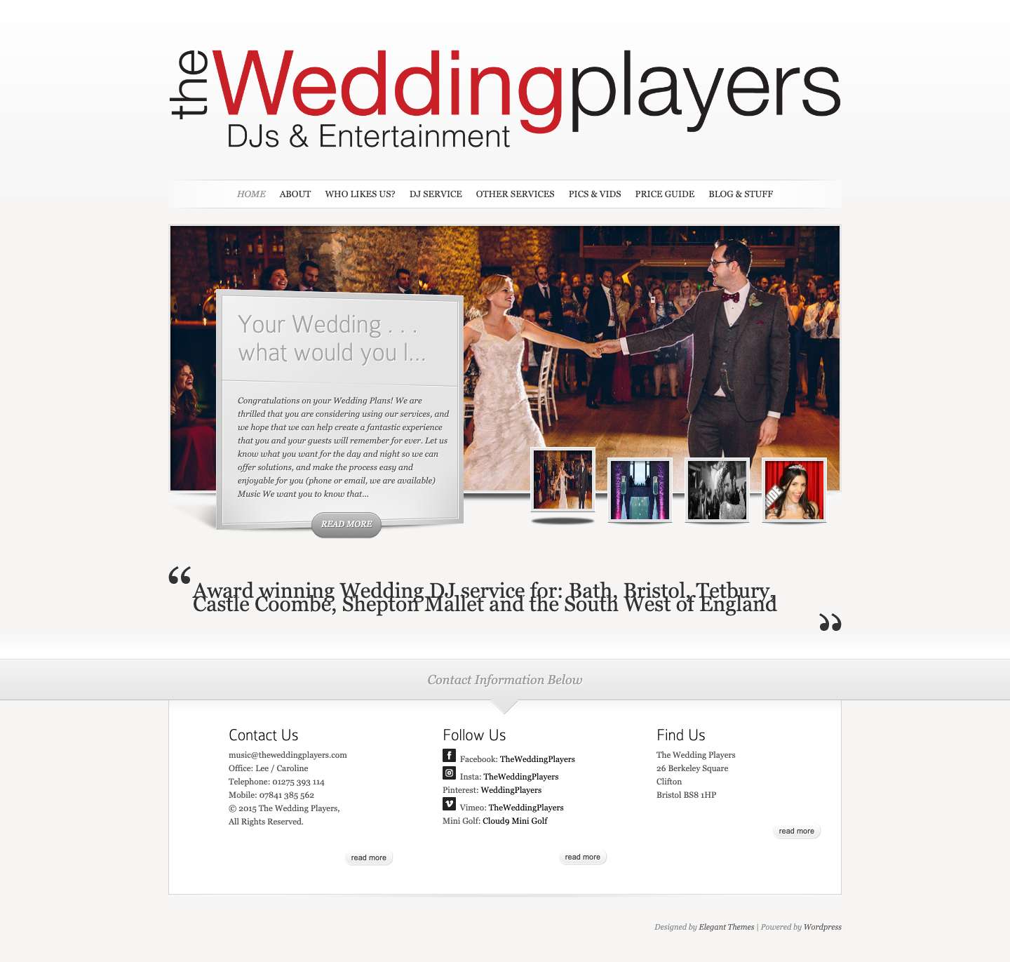theweddingplayers.com | Wedding DJ service for Bristol, Bath, The South West & Cotswolds - Full Screenshot
