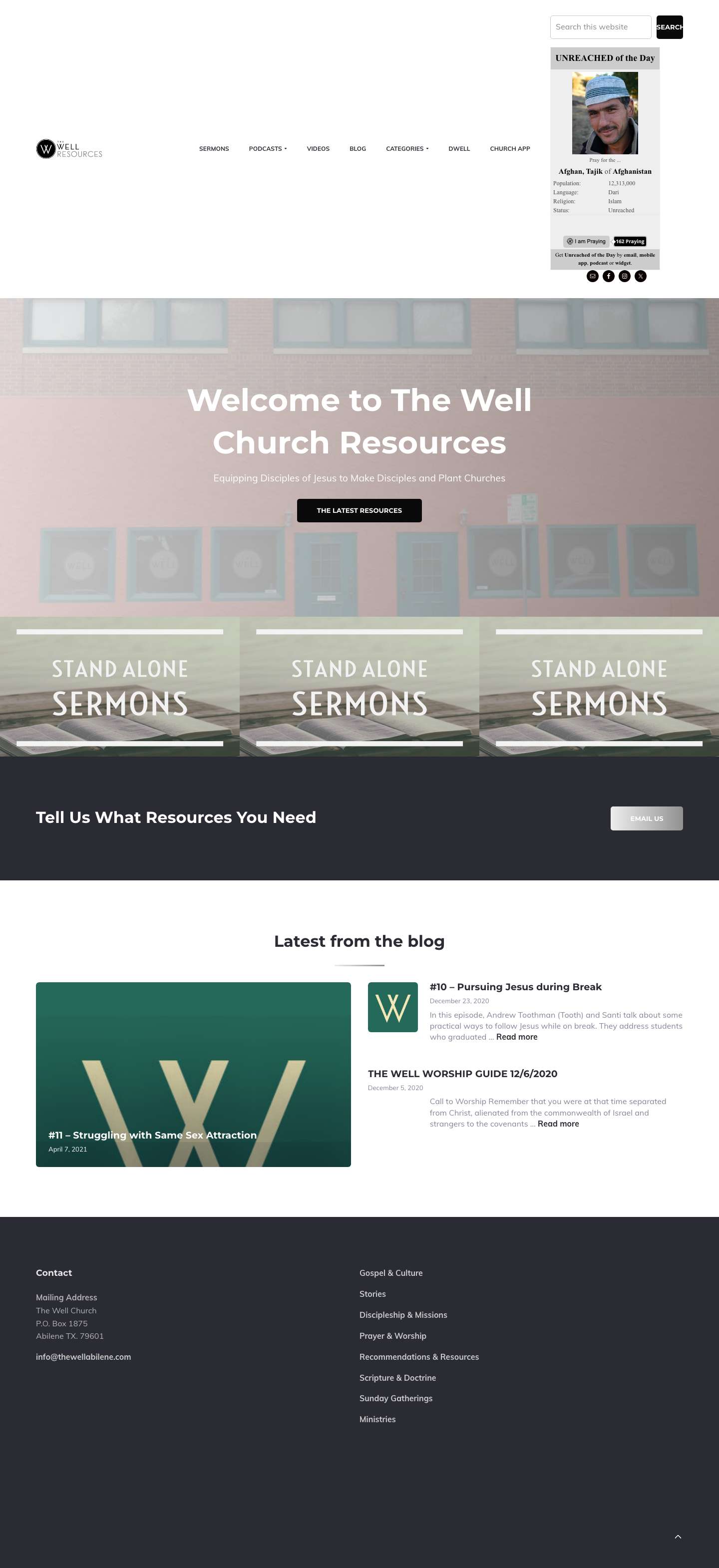 The Well Resources – Make Disciples. Plant Churches.EmailFacebookInstagramTwitter - Full Screenshot