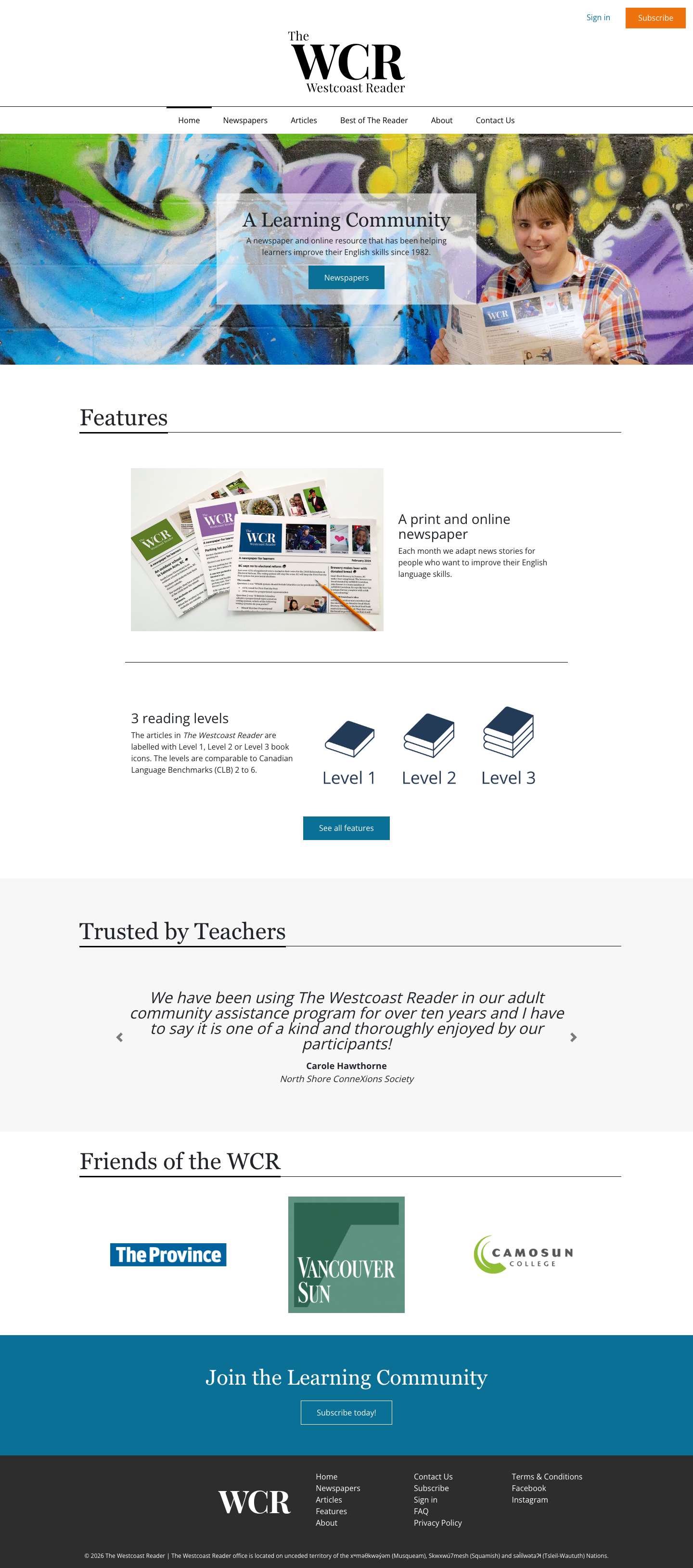 The Westcoast Reader – A newspaper for learners.The Westcoast Reader - Full Screenshot