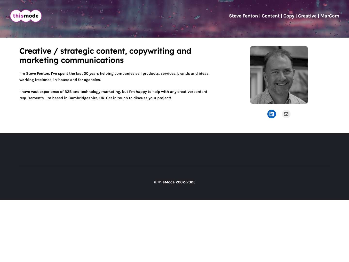 This Mode - copywriting, messaging, branding, digital: hi tech, b2b, b2c, enterprise, SME and more. - Full Screenshot