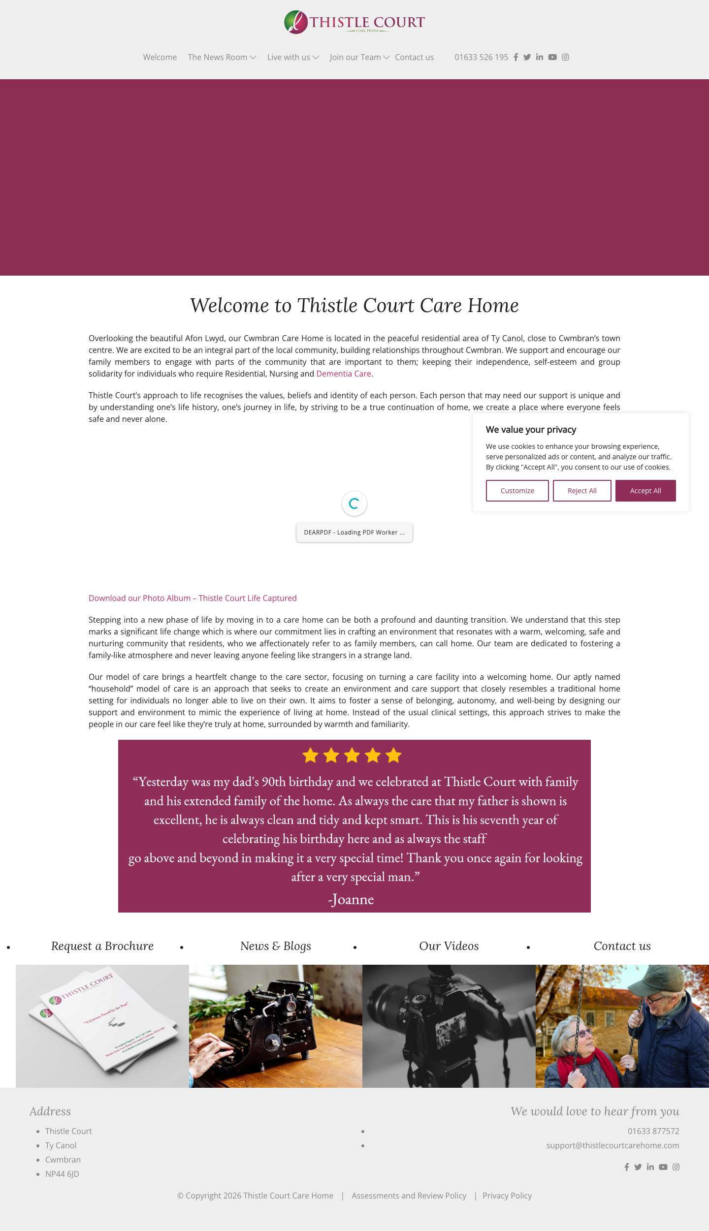 Thistle Court Care Home - Cwmbran Care Home - Full Screenshot