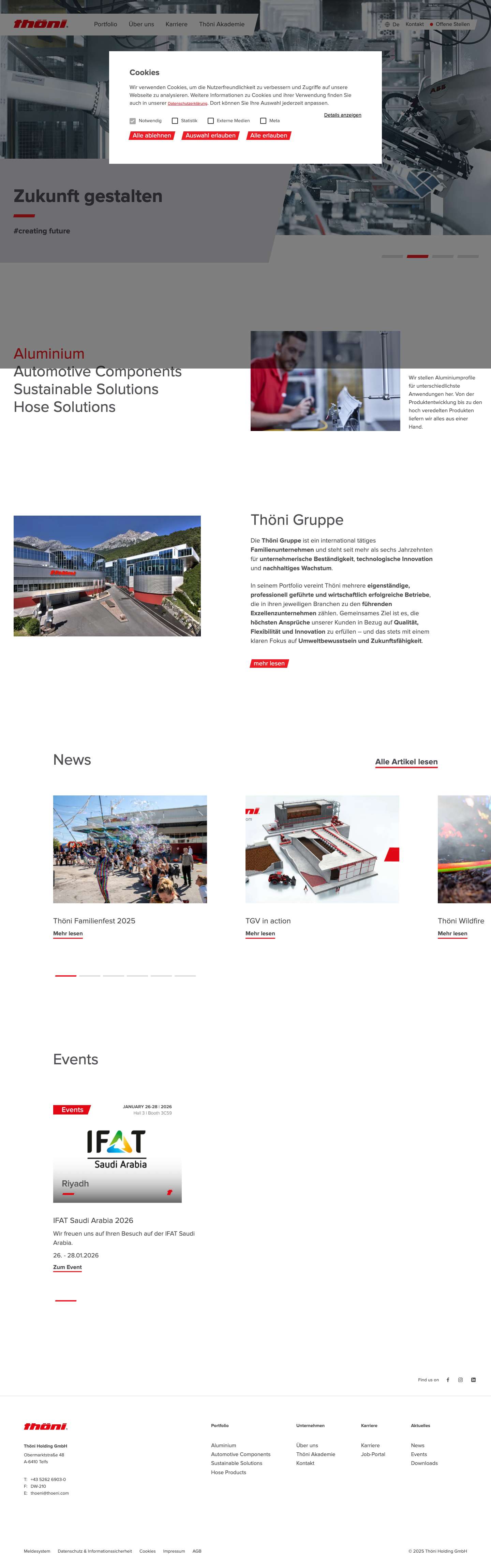 Thöni Gruppe | THÖNIworldsearchfacebookinstagramlinkedin - Full Screenshot