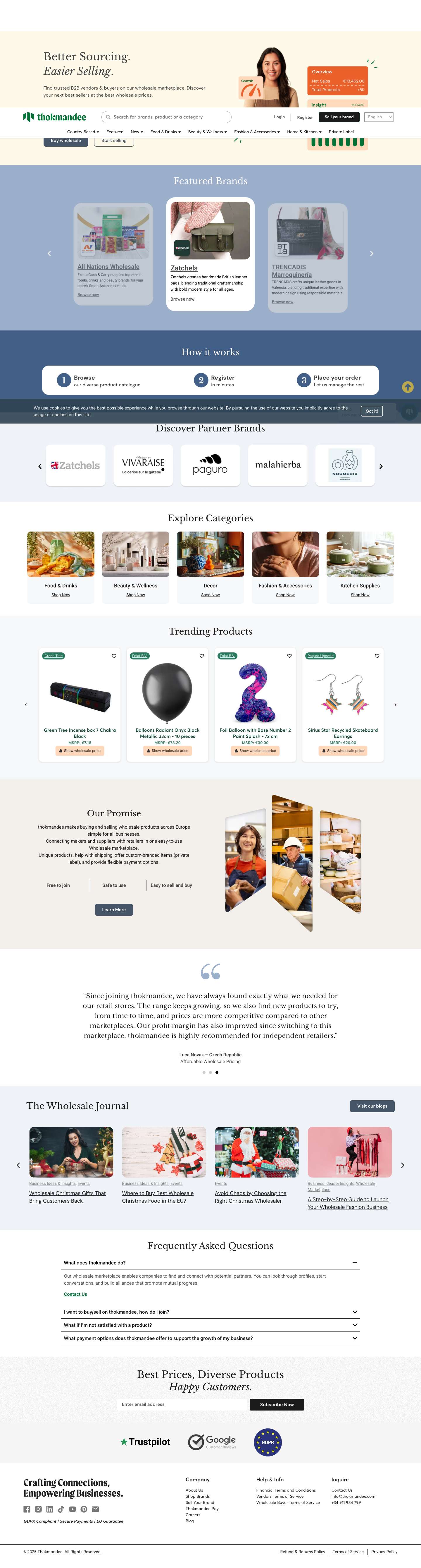 thokmandee | EU wholesale marketplace for small businesses - Full Screenshot