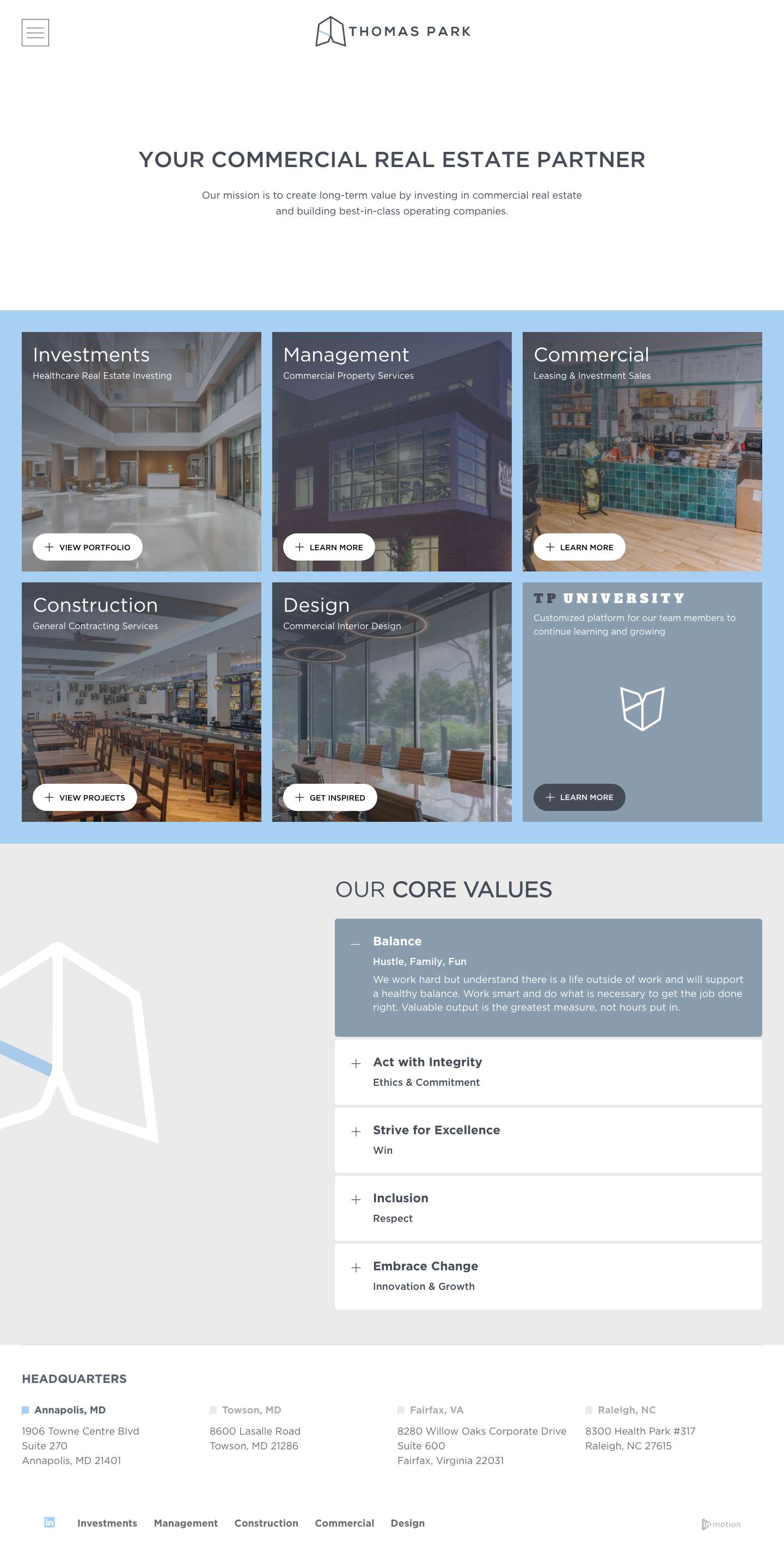 Thomas Park - Commercial Real Estate Firm - Full Screenshot