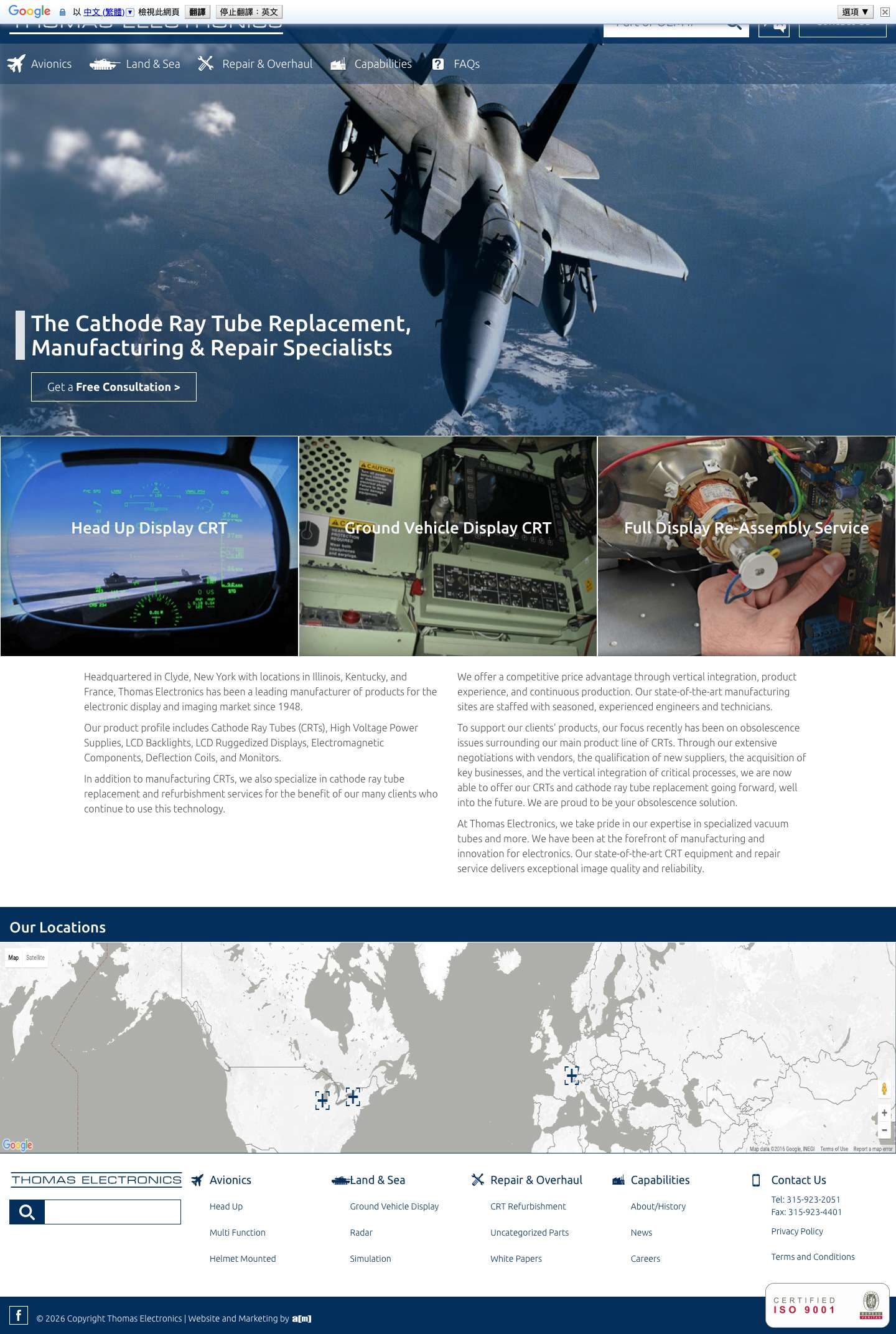 CRT Replacement & Repair | Thomas Electronics - Full Screenshot