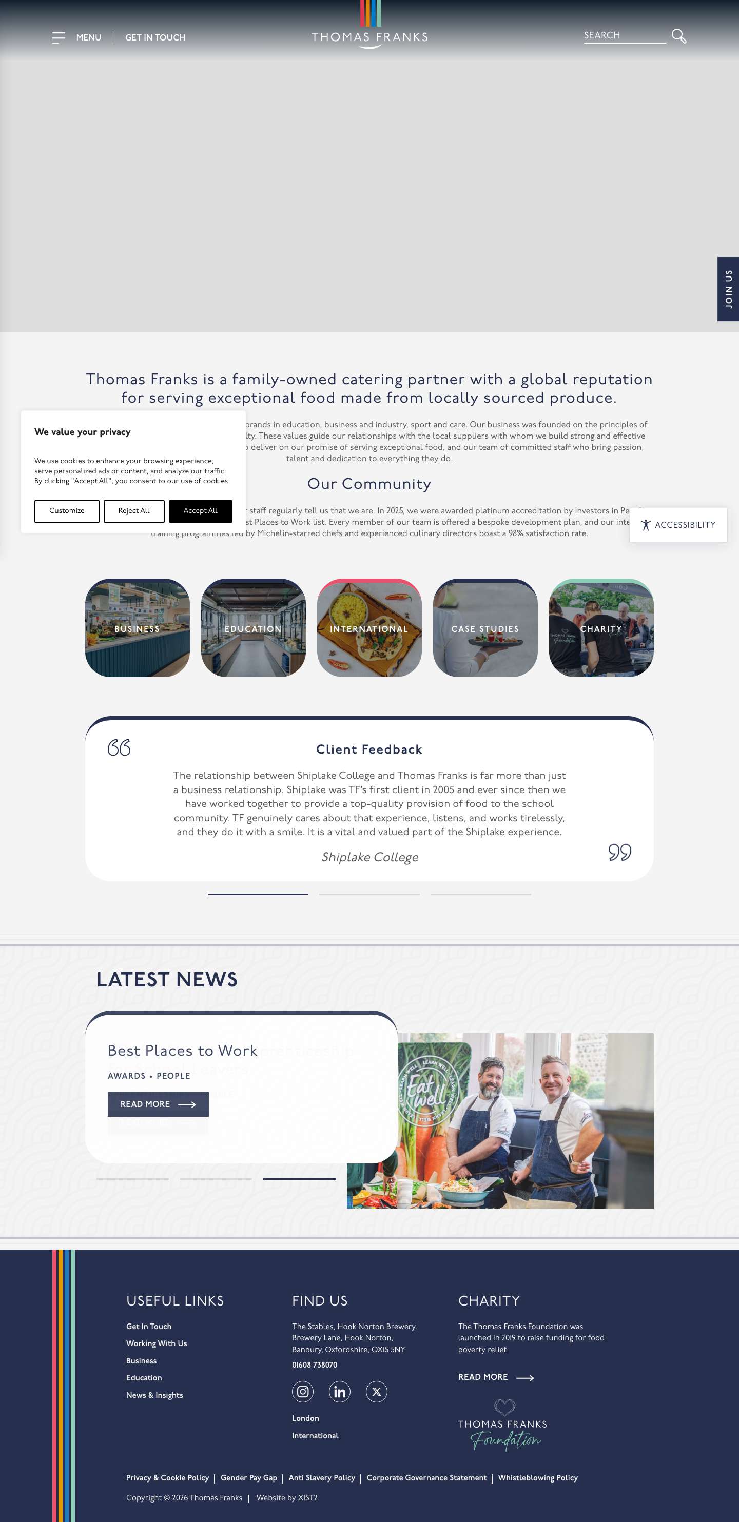 Thomas Franks | Family-Owned Catering Partner - Full Screenshot