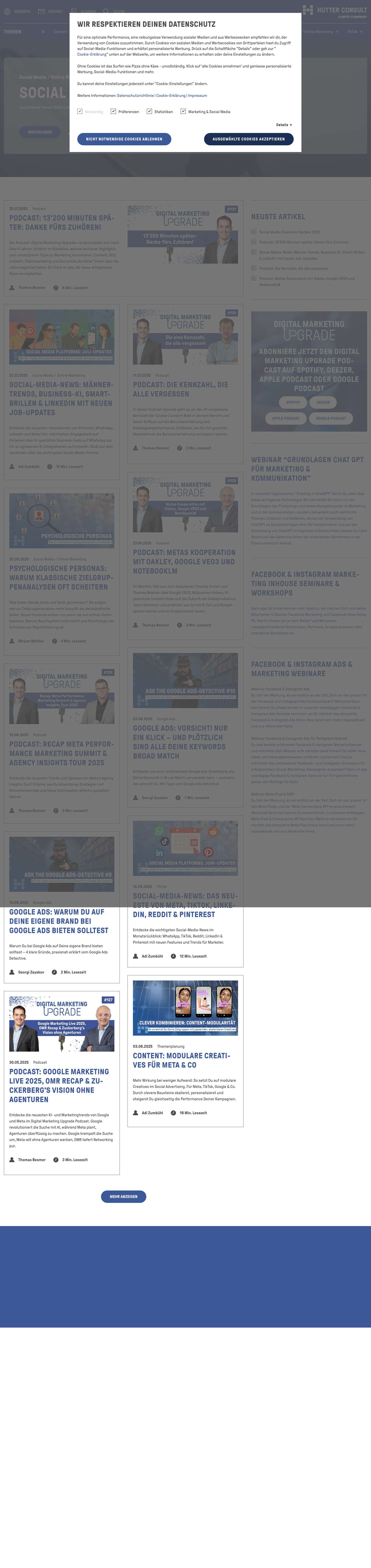 Facebook Marketing und Social Media Blog | Hutter Consult AG - Full Screenshot
