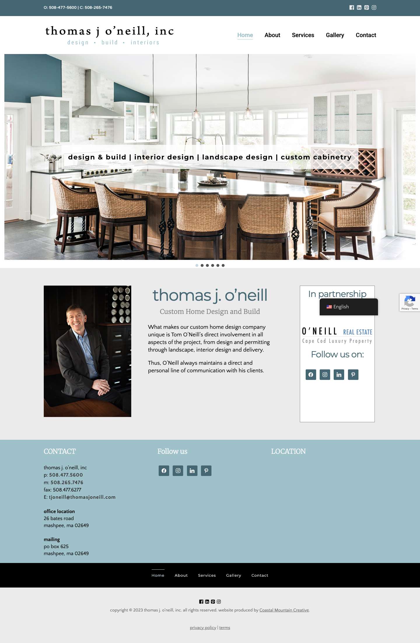 Thomas J. O'Neill | Cape Cod Custom Home Design and Build - Full Screenshot