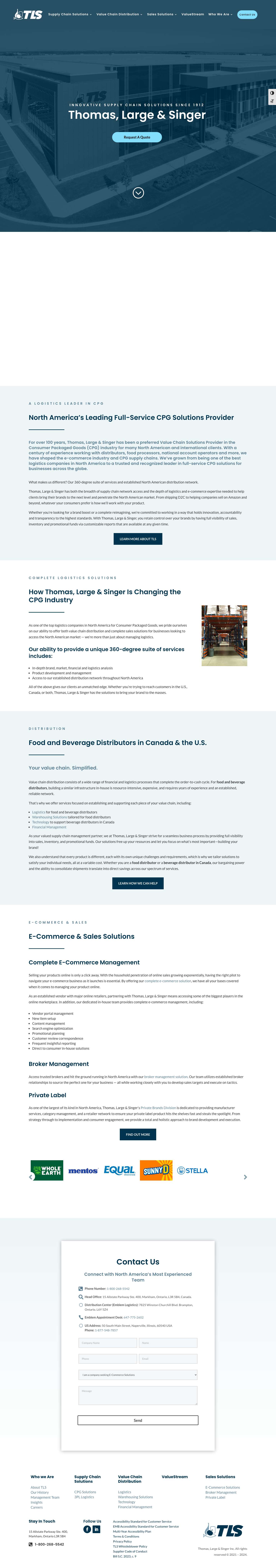 Thomas, Large & Singer - Supply Chain Solutions Since 1912 - Full Screenshot