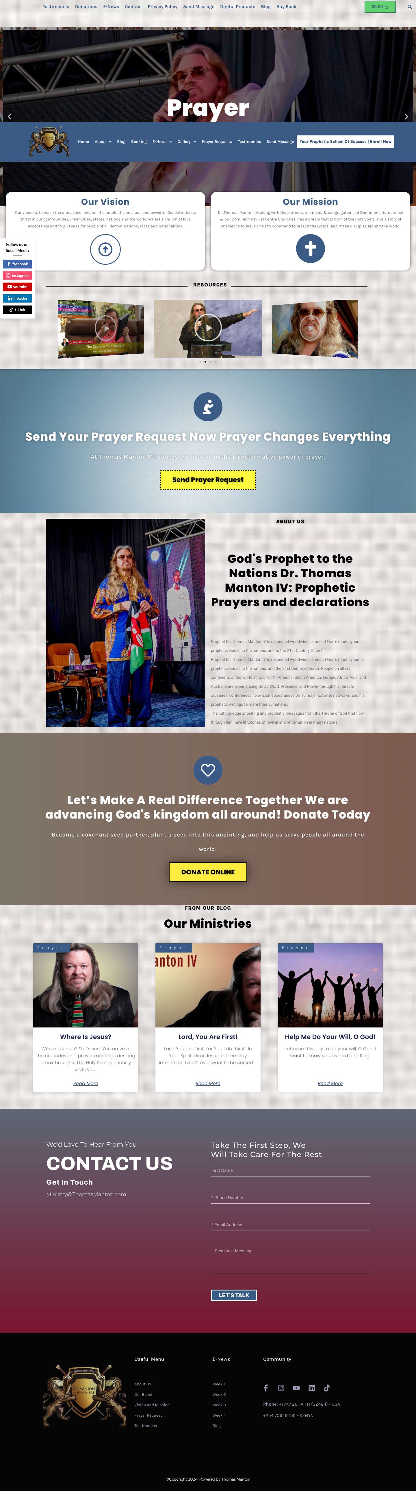 Dr. Thomas Manton IV | Our vision is to reach the unreached and tell the untold the precious and powerful Gospel of Jesus Christ. - Full Screenshot