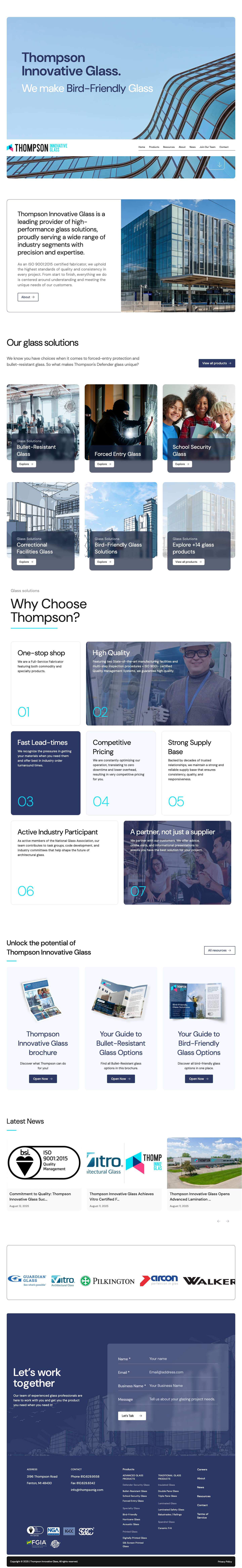 Thompson Innovative Glass | The Innovative Glass Fabricator - Full Screenshot