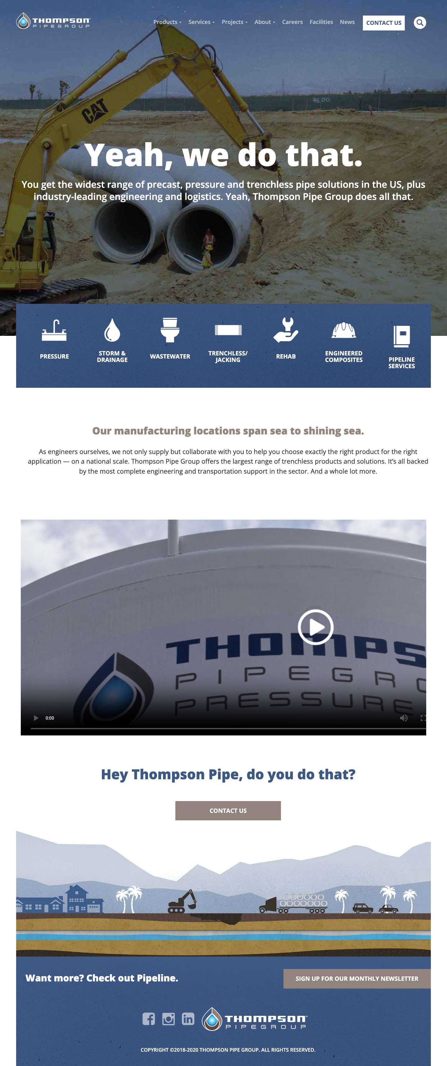 Thompson Pipe Group US - Precast, Pressure & Pipe Manufacturers - Full Screenshot