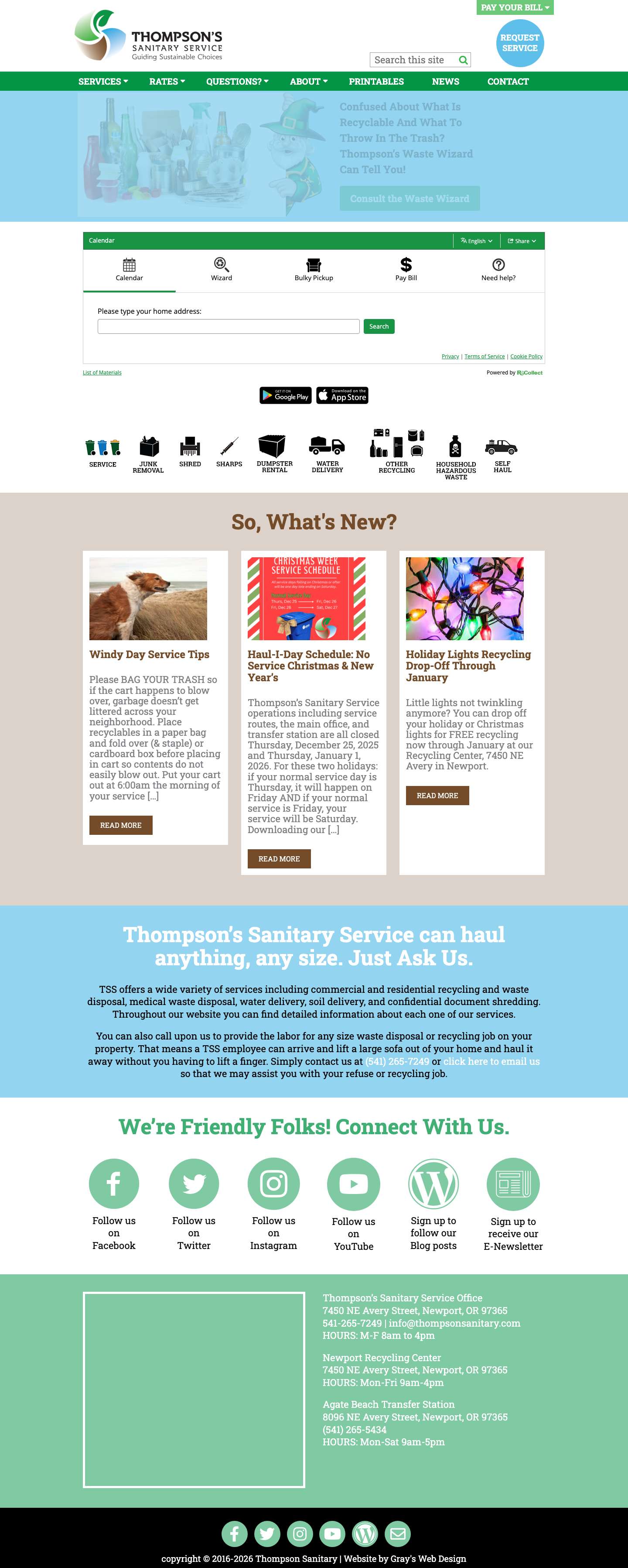 Thompson's Sanitary Service – Guiding Sustainable Choices - Full Screenshot