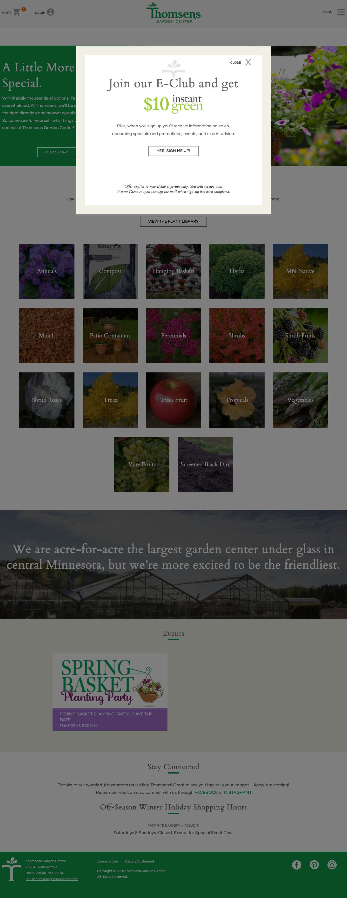 Garden Center St. Joseph MN | Trees | Shrubs | Plants | Mulch : Thomsens Garden Center - Full Screenshot