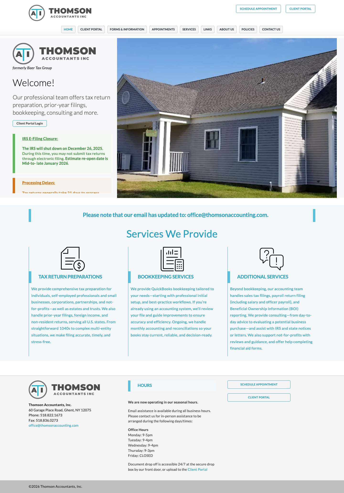 Thomson Accountants, Inc. Ghent, NY - Full Screenshot