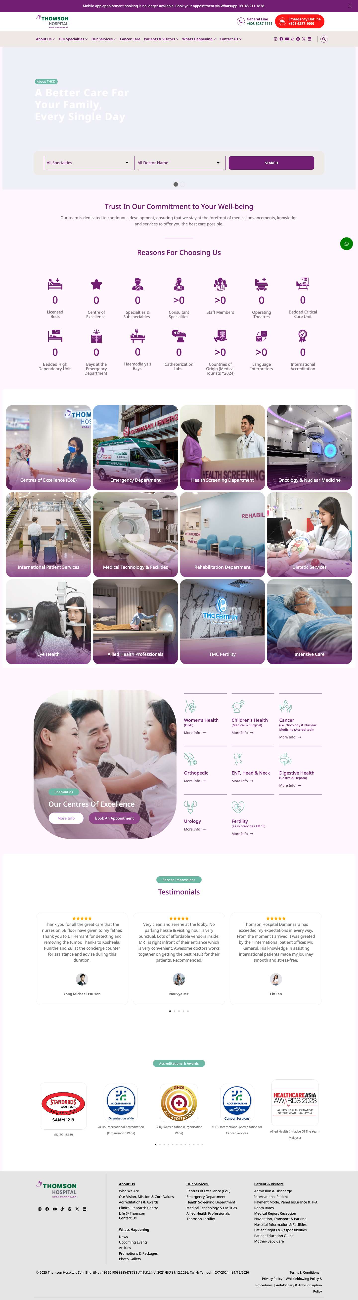 Top Private Hospital in Petaling Jaya | Thomson Hospital - Full Screenshot