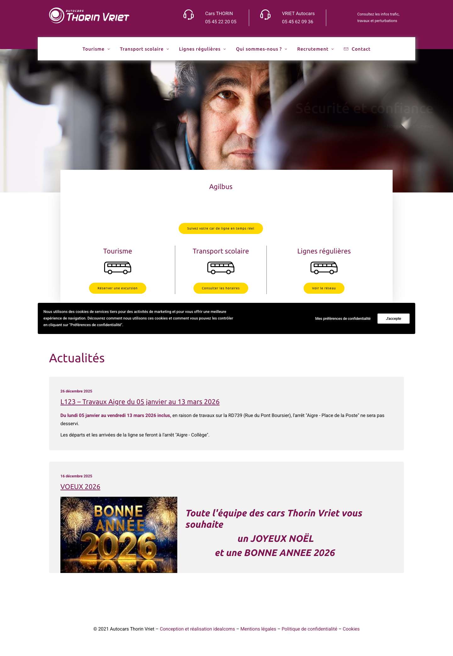 Bienvenue chez Cars Thorin et Vriet Autocars - Le transport au cœur de notre entreprise - Full Screenshot