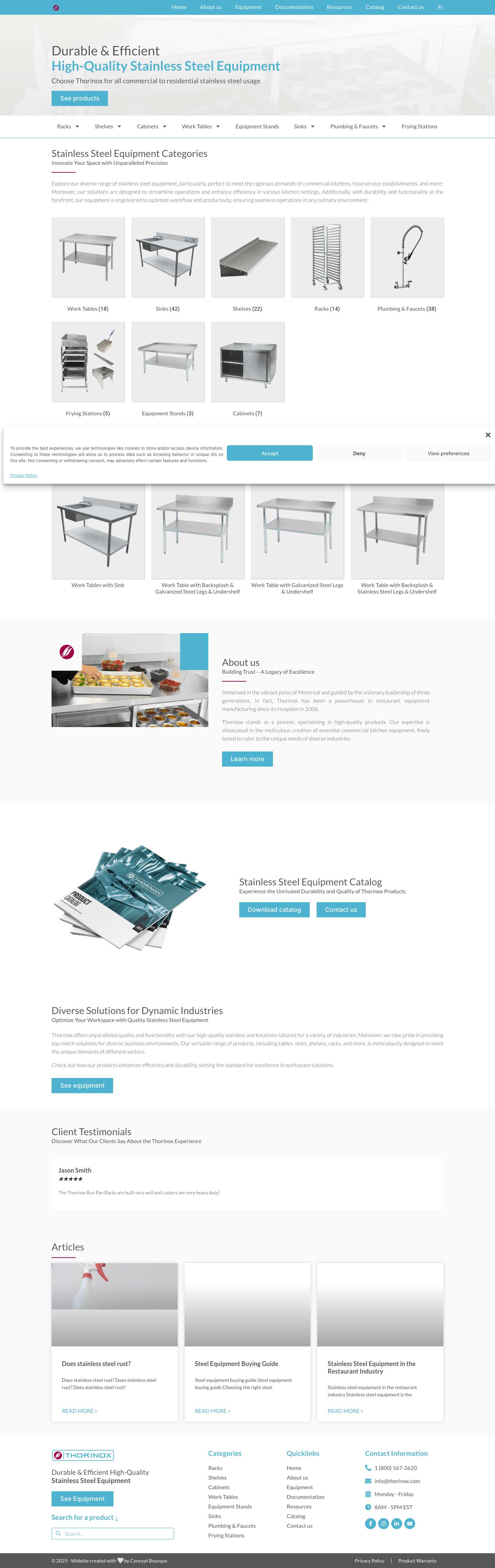 Stainless Steel Equipment | Restaurant Equipment | Thorinox | Toronto & BC - Full Screenshot