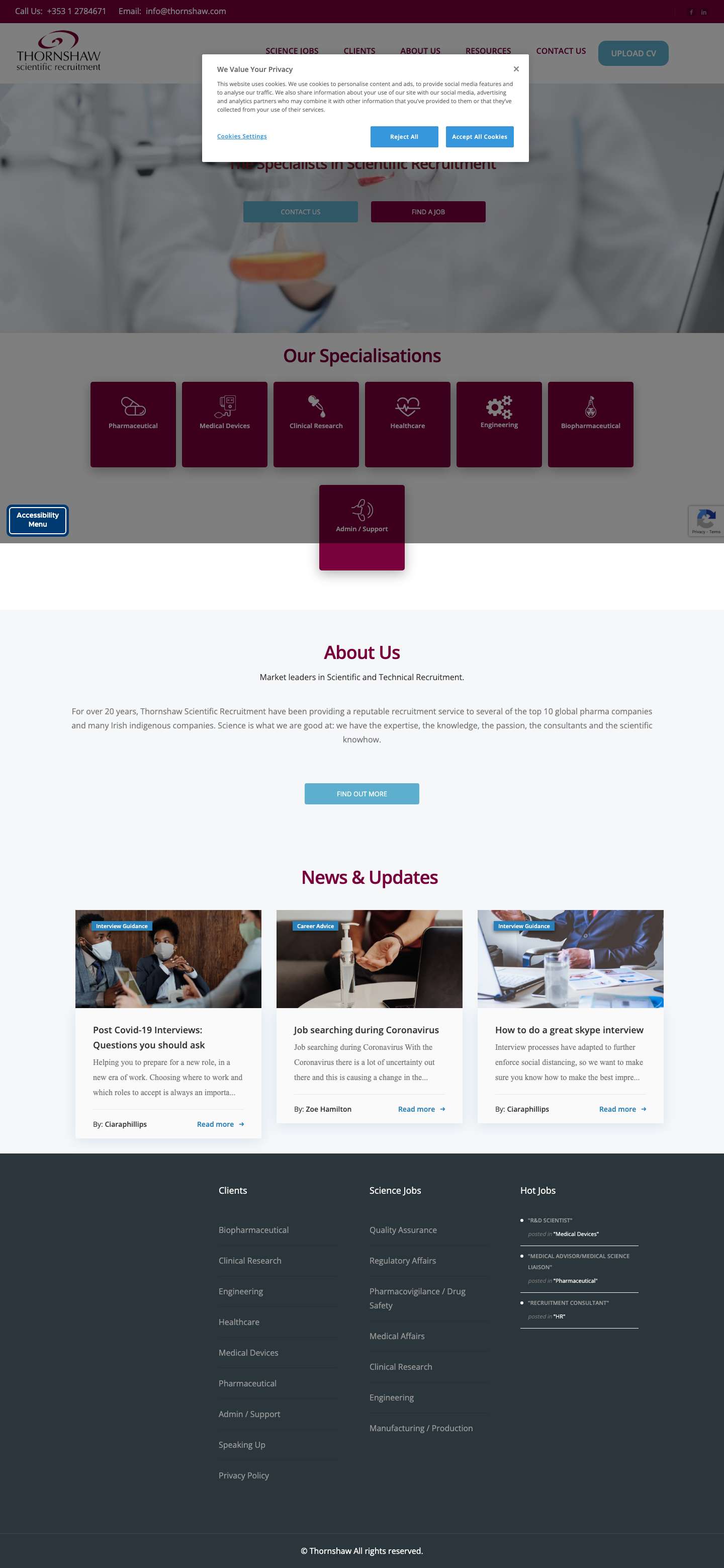 Scientific Recruitment Specialists | Thornshaw - Full Screenshot