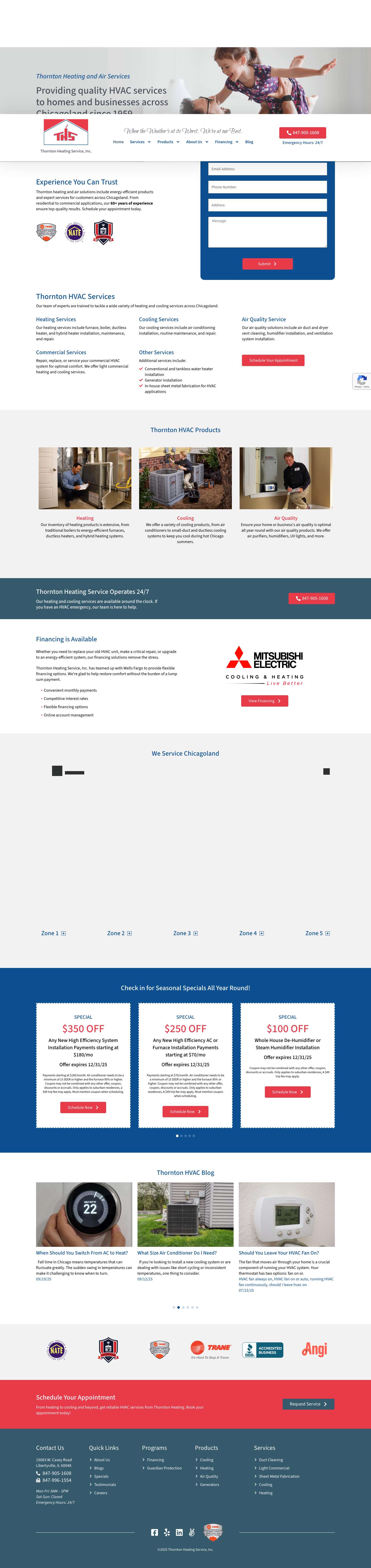 Thornton Heating Service, Inc. | Libertyville IL Heating & Cooling - Full Screenshot