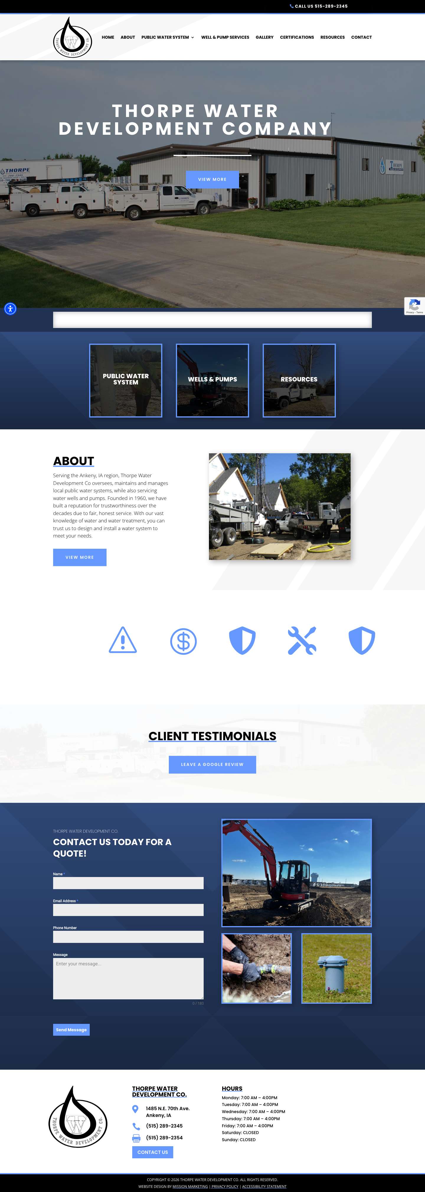 Home - Thorpe Water Development Co. - Full Screenshot