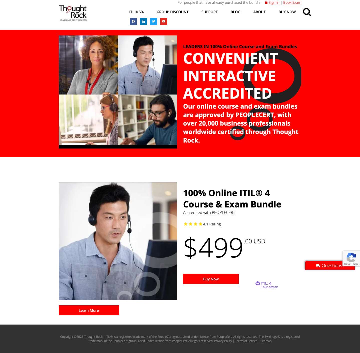 ITIL 4 & DevOps Exam & Training Online | Thought Rock - Full Screenshot