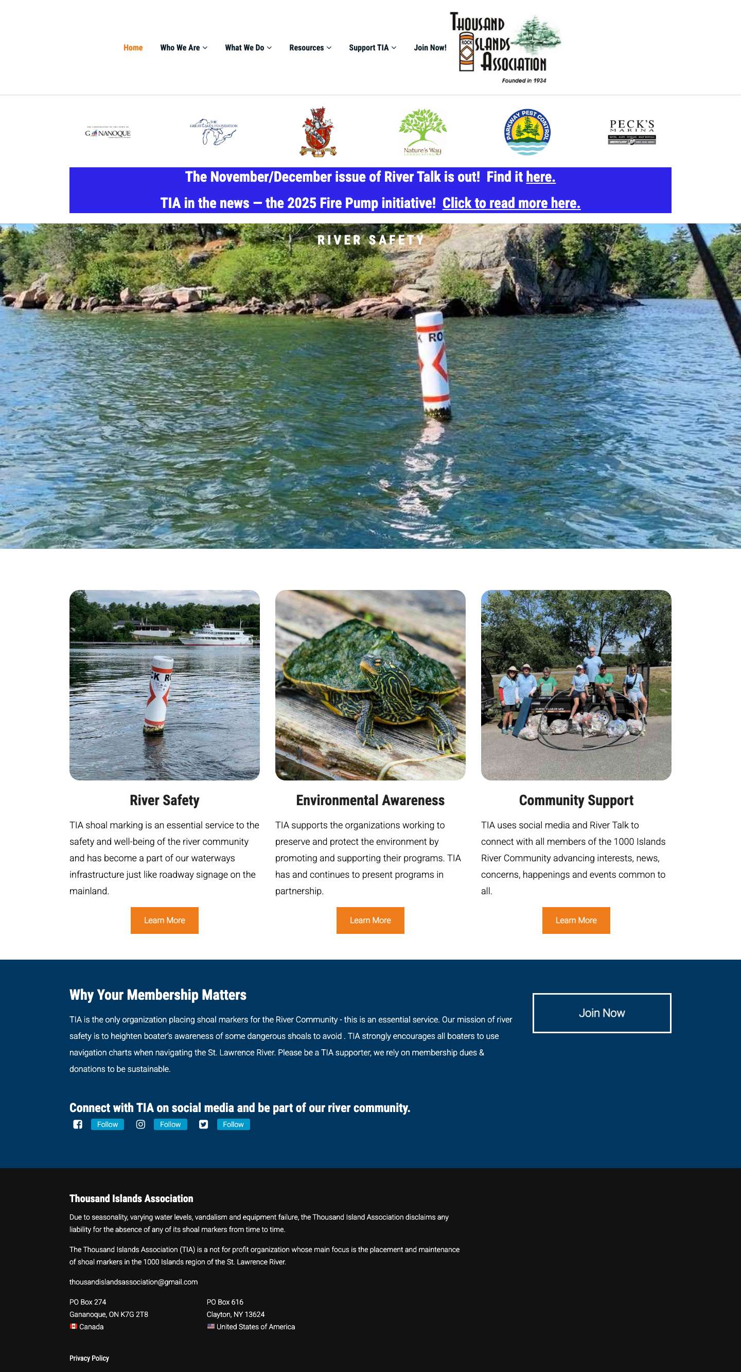 Thousand Islands Association - Founded in 1934 - Full Screenshot