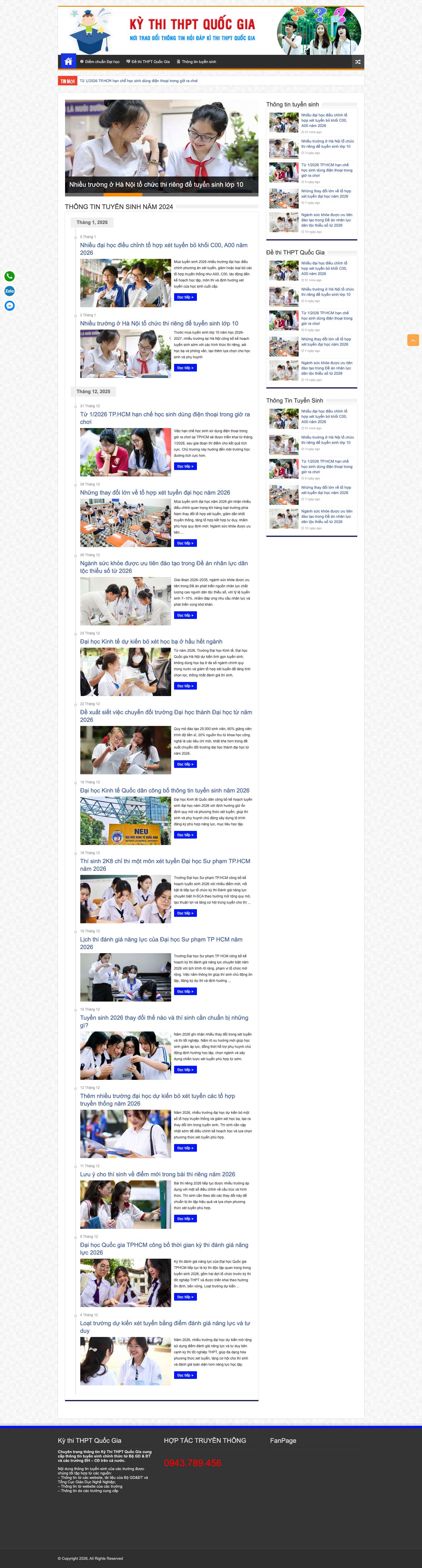 Chuyên trang thông tin Kỳ thi THPT Quốc Gia uy tín, chính xác nhất - Full Screenshot