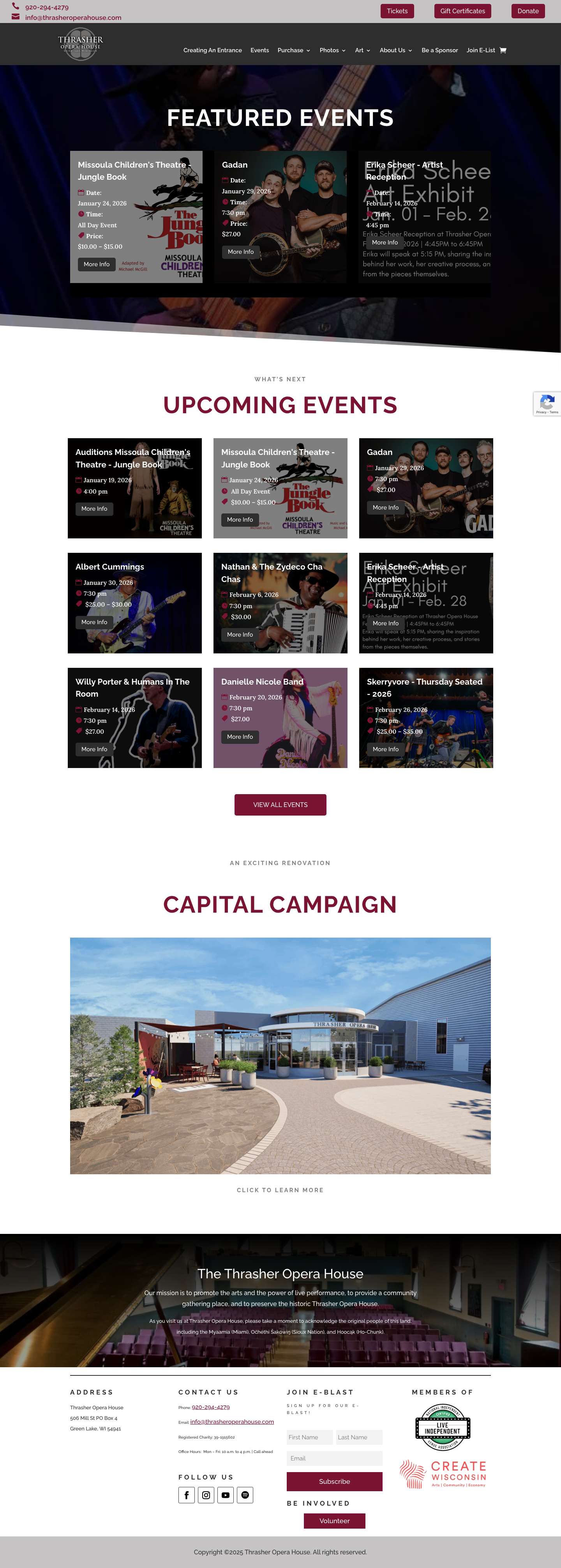 Home - Thrasher Opera House - Full Screenshot