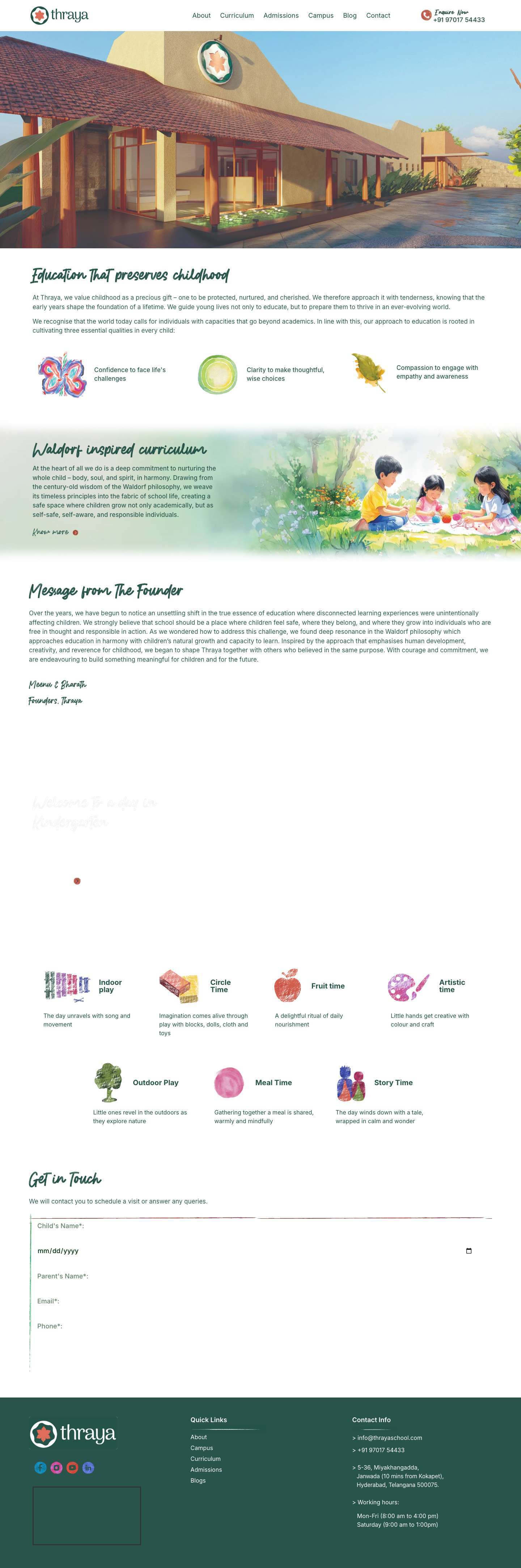 Thraya - Waldorf Inspired Alternative School in HyderabadNew Project - Full Screenshot