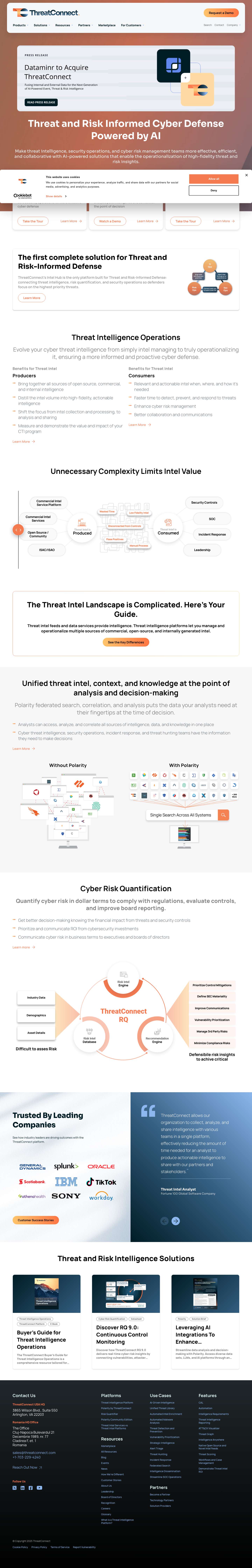 Cyber Threat Intelligence & Risk Quantification | ThreatConnect - Full Screenshot