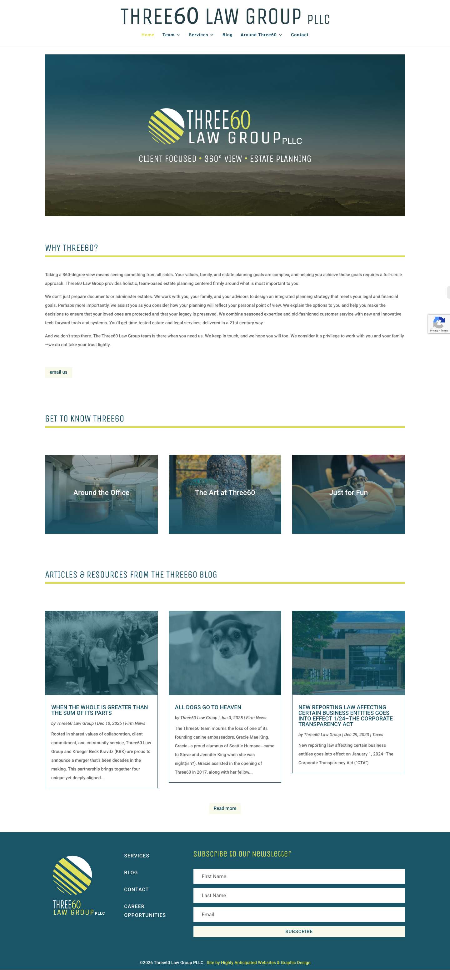 Three60 Law Group | Estate Planning - Full Screenshot
