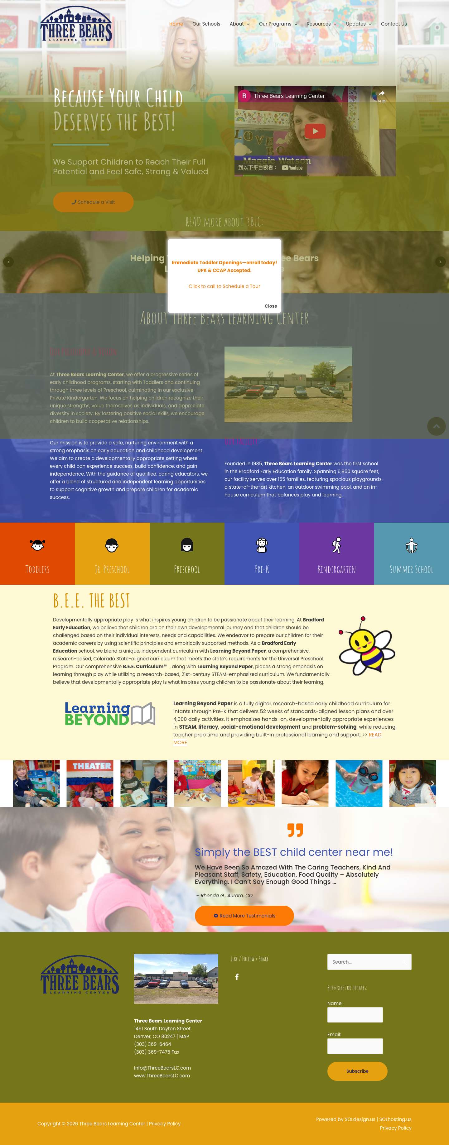 HOME - Three Bears Learning Center - Full Screenshot