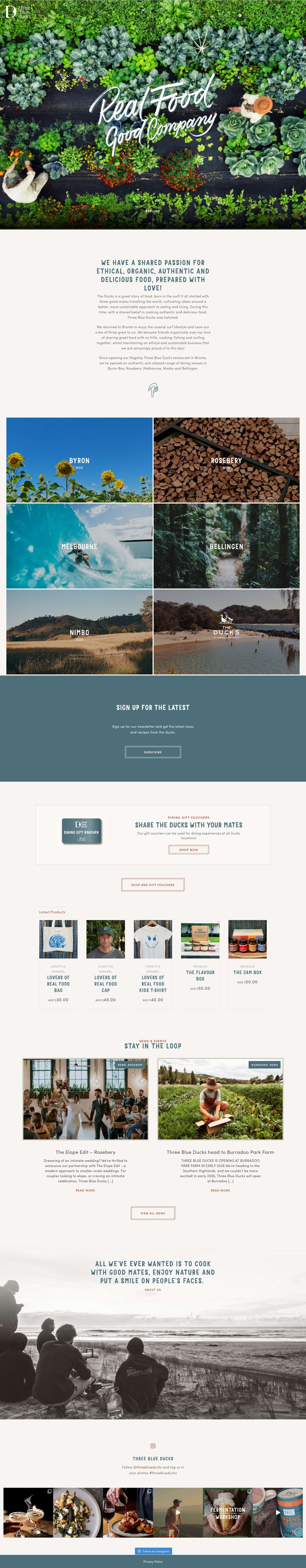 Three Blue Ducks | Delicious food in Sydney, Byron Bay, Melbourne - Full Screenshot