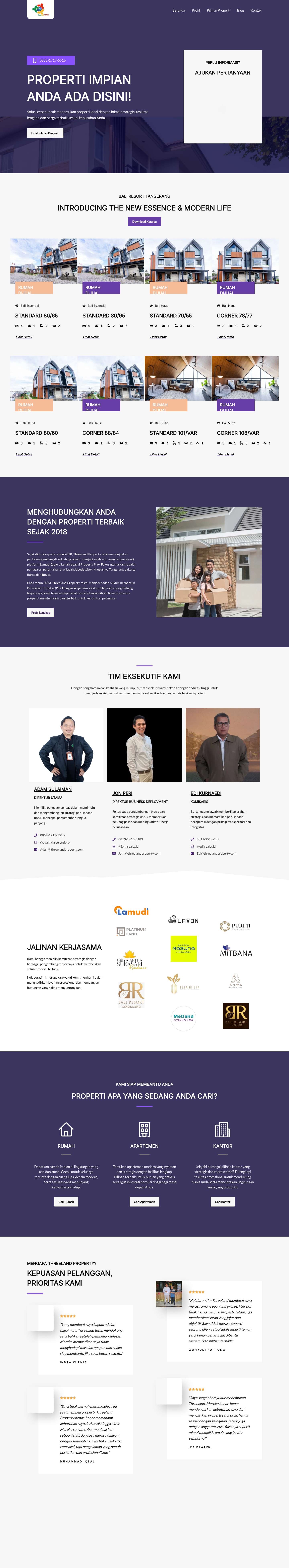 Threeland Property | Solusi Properti Ideal Anda - Full Screenshot