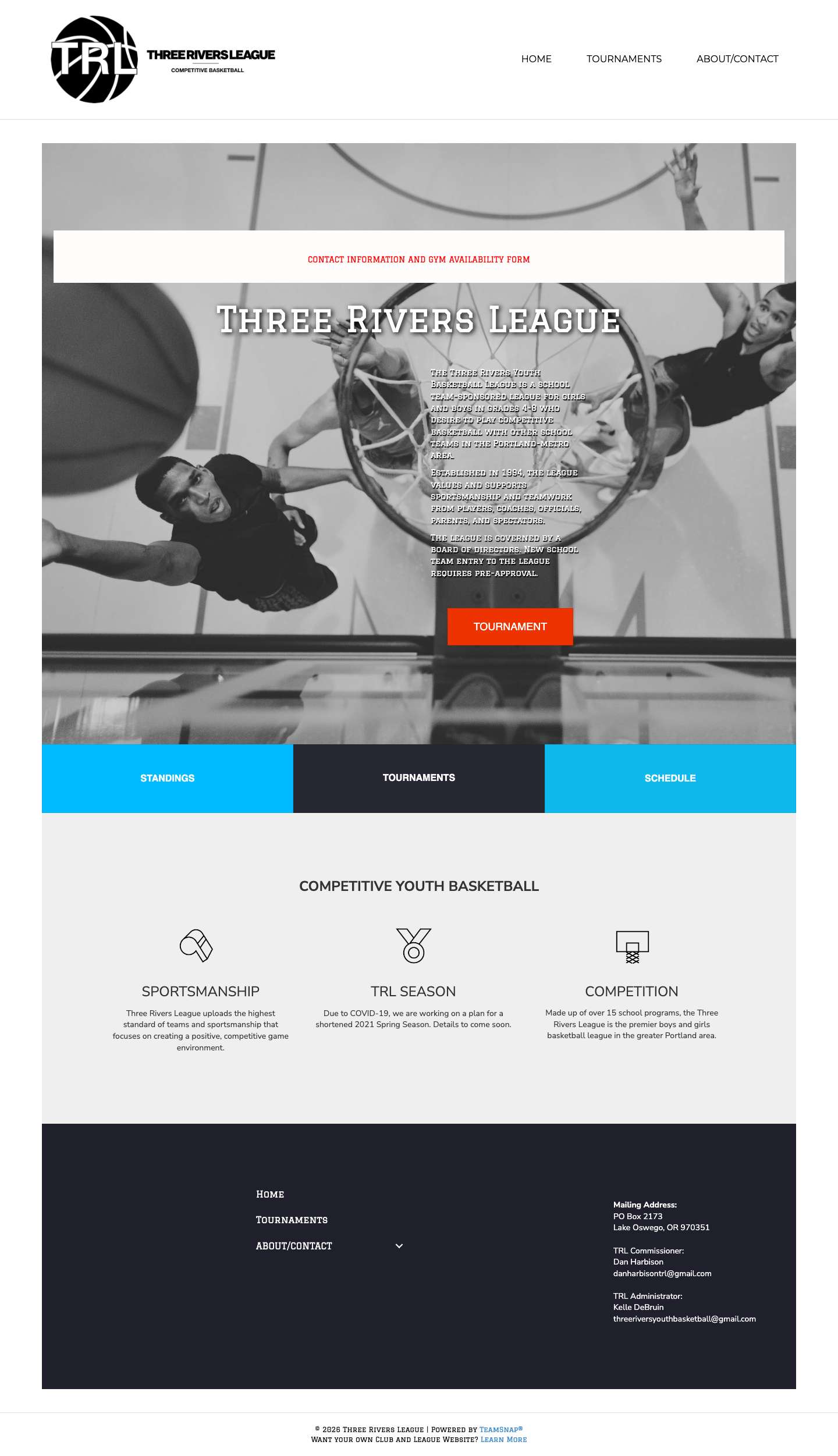 Lake Oswego Youth Traveling Basketball Association - Three Rivers League - Full Screenshot