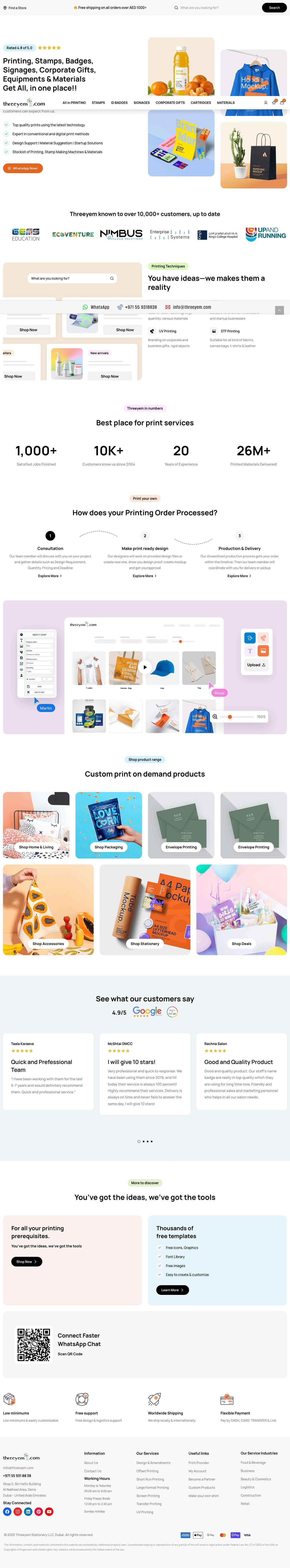 Threeyem Dubai – We Print almost Everything! - Full Screenshot