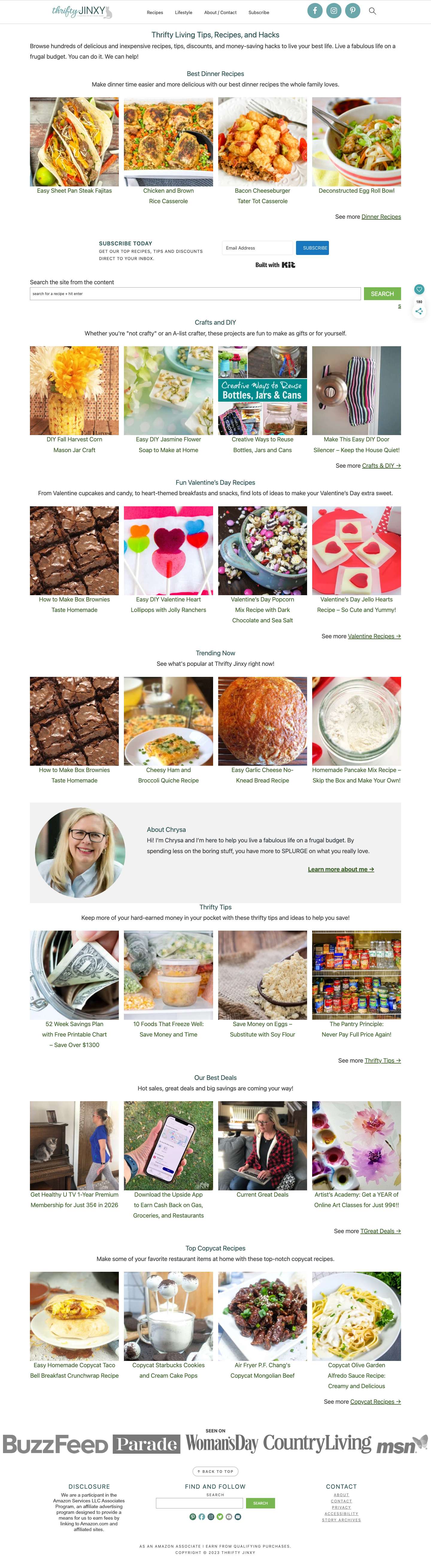 Thrifty Living Tips, Recipes, and Hacks - Thrifty Jinxymenu iconFacebookInstagramPinterestTikTokTwitterYouTubesubscribesearch iconFacebookInstagramPinterestTikTokTwitterYouTube - Full Screenshot